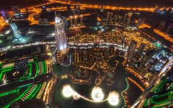 

Огни ночного города, ОАЭ, Дубай, панорама

