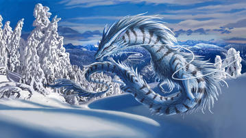 

Красивые фото фэнтези, обои снежный дракон

