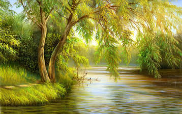 

Рисунок лето 1280x800 река

