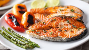 

Обои еда из рыбы, жареный лосось

