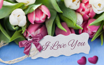 

Обои любовь, тюльпаны, записка - я люблю тебя

