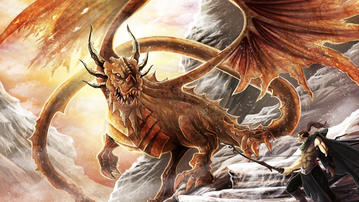 

Обои 1600x900 фэнтези, картинка дракон, воин

