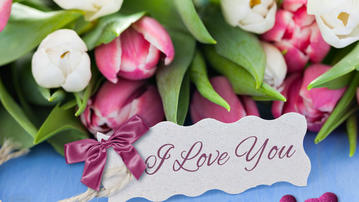 

Обои любовь, тюльпаны, записка - я люблю тебя

