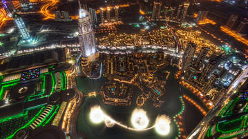 

Огни ночного города, ОАЭ, Дубай, панорама

