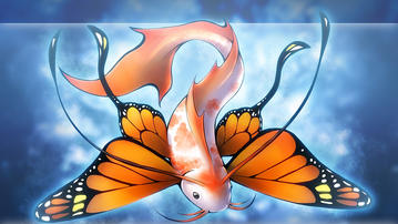 

Рисунок летающая рыба, бабочка 

