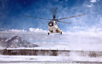 

HD обои, зима, горный пейзаж, вертолет


