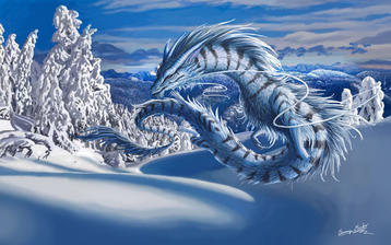 

Красивые фото фэнтези, обои снежный дракон

