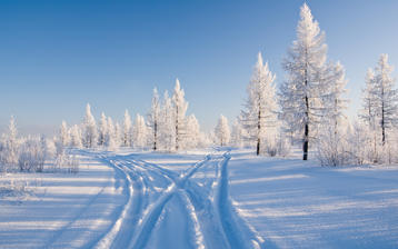 

обои зима на рабочий стол, заснеженная дорога

